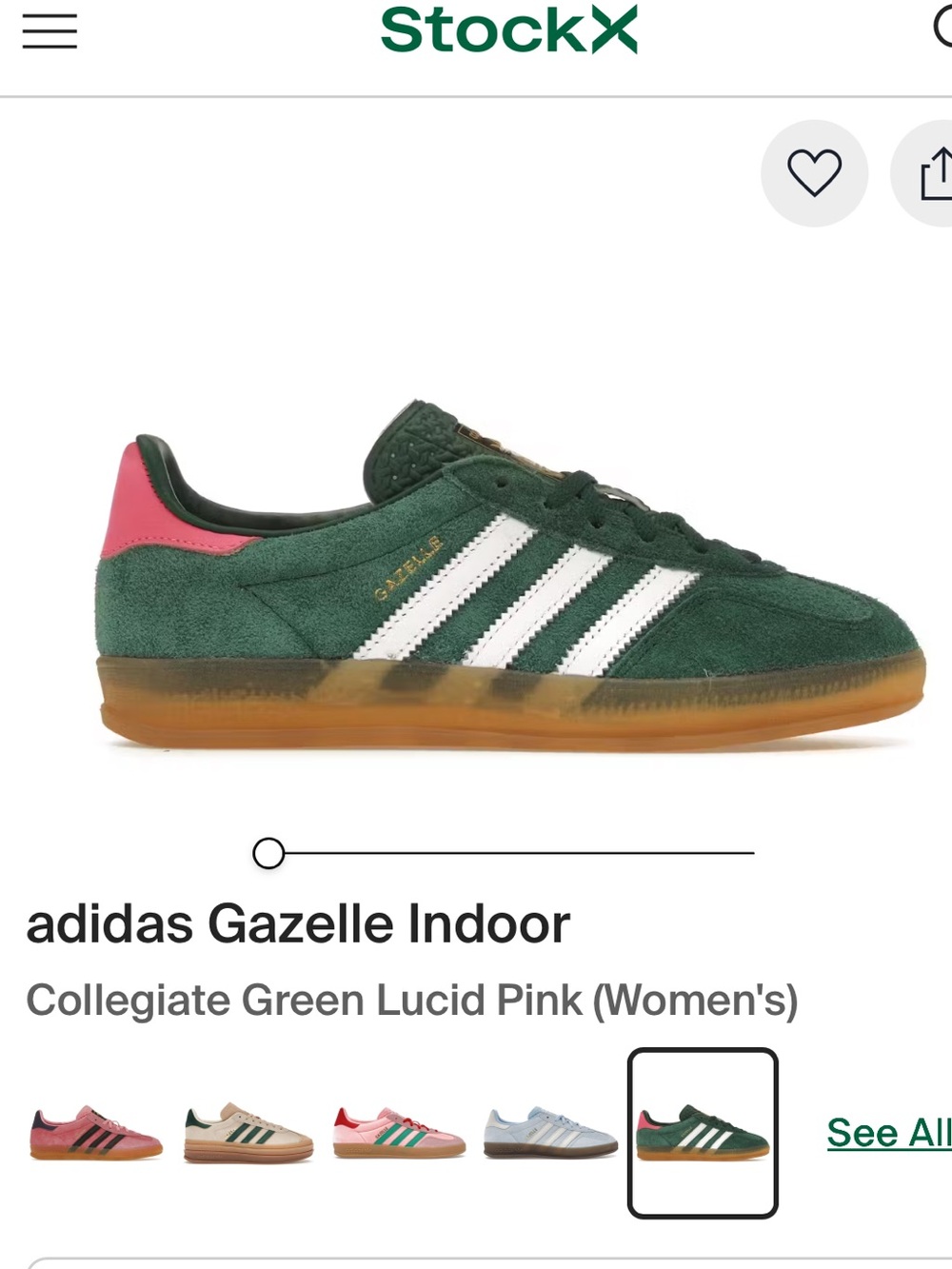 adidas Gazelle Indoor Sneaker in Green, White & Pink